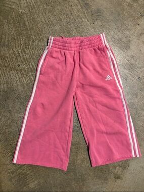 adidas Pink Kids Joggers with White Side Stripes